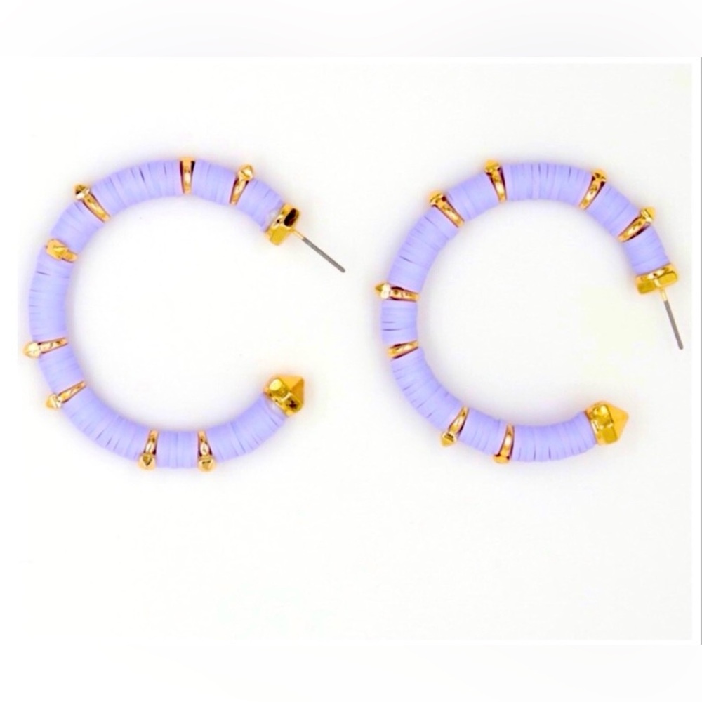 Gold Plated Rivet Colorful Hoop Earrings